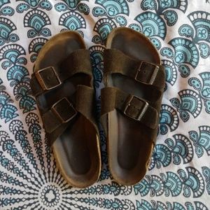 Brown Suede Strap Arizona Birkenstocks